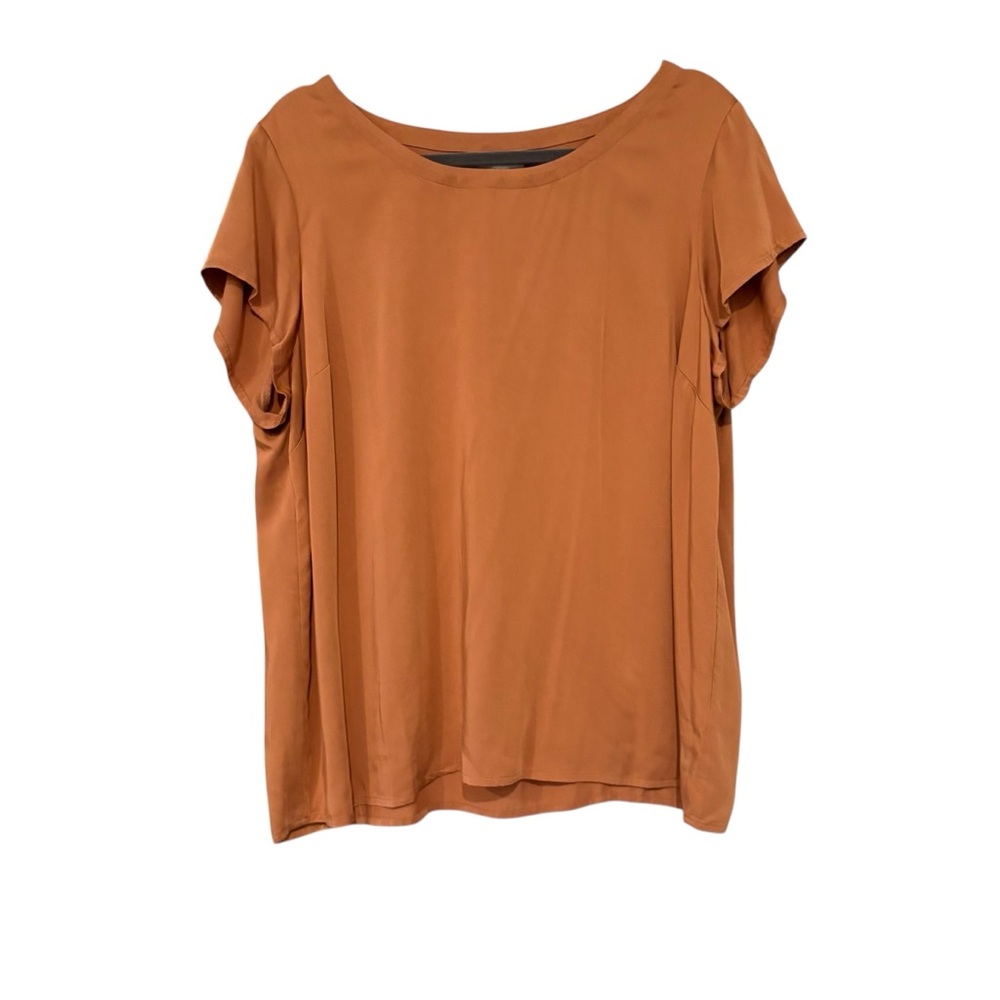 NWT PURE JILL J JILL Lenzing Ecovero Short Sleeve Top in Saffron, Sz L - Picture 9 of 13